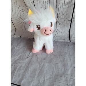 Highland Cow Plush Keychains White Pink Cow Backpack Clip